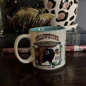 Yellowstone Buffalo Mug - Cream and Blue
